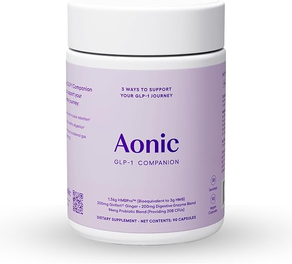 AONIC GLP-1 Companion Supplement with HMBProTM, Probiotics & Ginger, 90 Caps