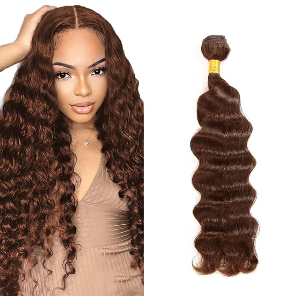 Brown Bundles Human Hair #4 Deep Wave Bundles 24 inch Dark Brown Wet and Wavy Bundle 100g