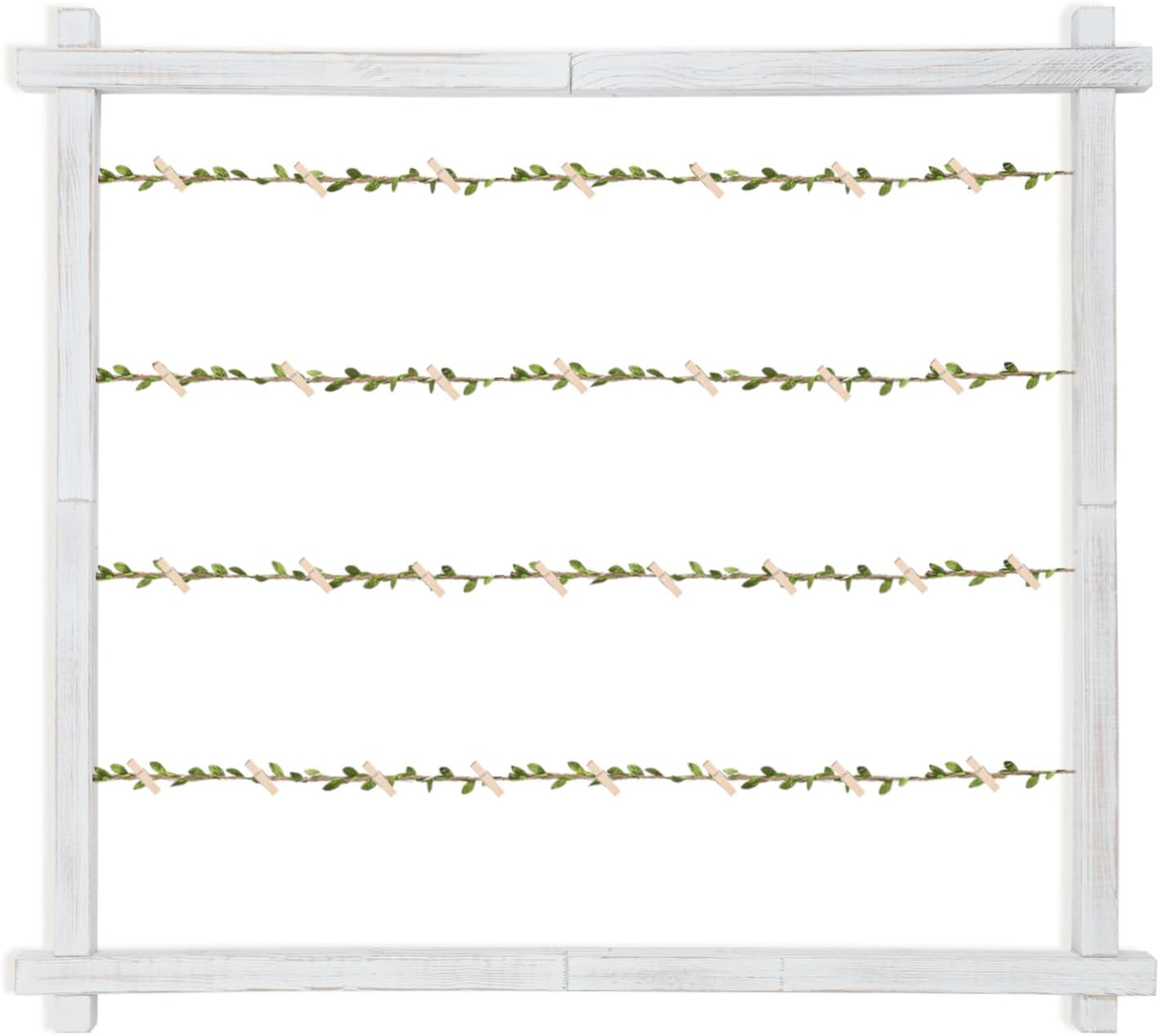 Photo Display Board with 30 Clips,Picture Frames Collage Wall Decor for Hanging Photos, Artworks, Postcards, Greeting Cards -2Pcs(Weathered White)