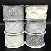 4 Rolls Assorted Patterns Classic Christmas Decorations Wired Edge Ribbons (2"W x 9FT Each), White/Silver