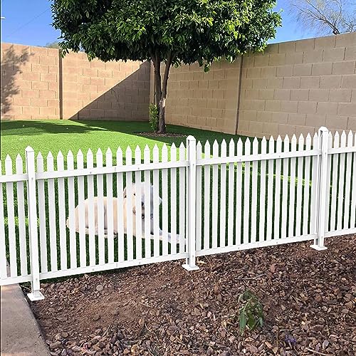 ECOOPTS 36' H x 84' W Vinyl Picket Fence Panels White Decorative Fence for Garden Patio Yard Pool Walkways (34 Pickets, Straight)