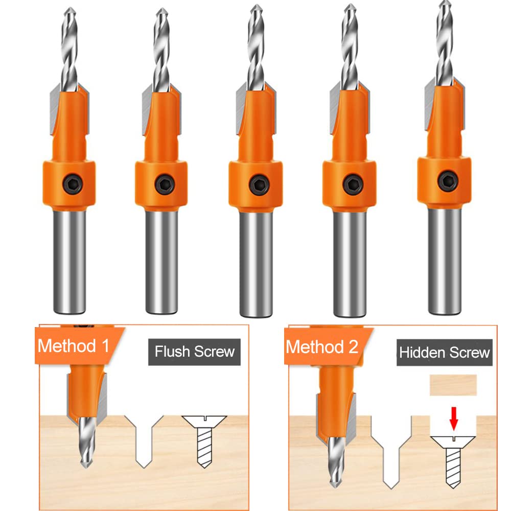 Countersink Drill Bit Set - 10 Pieces with Pilot Bits -3