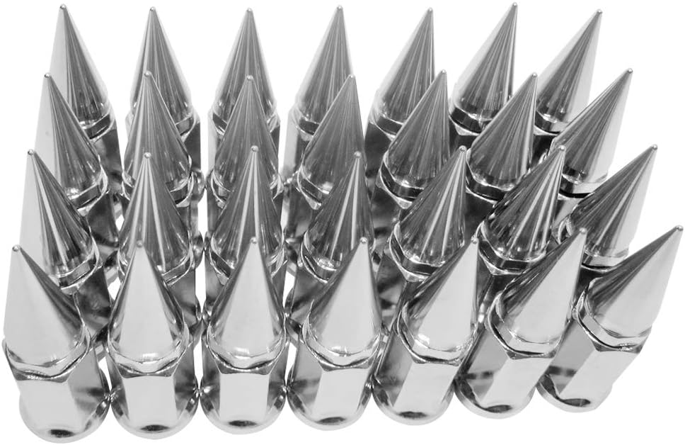 32 pc M1/2-20 Universal 2pc Extended Spike Lug Nut Conical Seat Hex 3/4