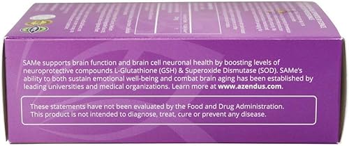 Miniatura 3 de Azendus Mood 200 mg de S-adendosilmetionina butanodisulfonato (Same) (2 cajas - 120 tabletas con recubrimiento entérico) vegano, sin gluten, sin soja