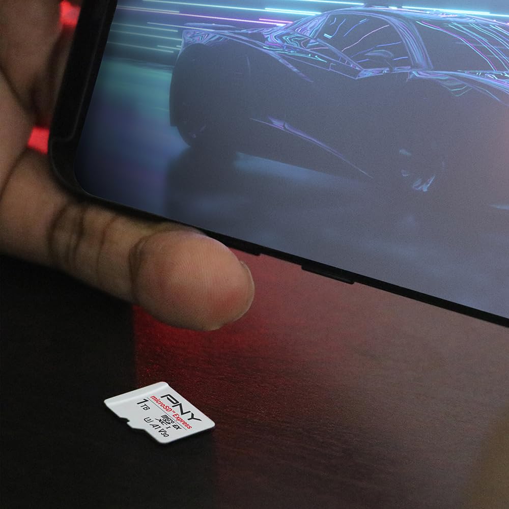 PNY Carte Mémoire microSD Express microSDXC UHS-I U3 V30 A1 1TB, jusqu'à 890/850 Mo/s en Lecture/Écriture, Compatible avec Nintendo Switch 2, PCIe Gen 3x1, Idéale pour Appareils microSD Express