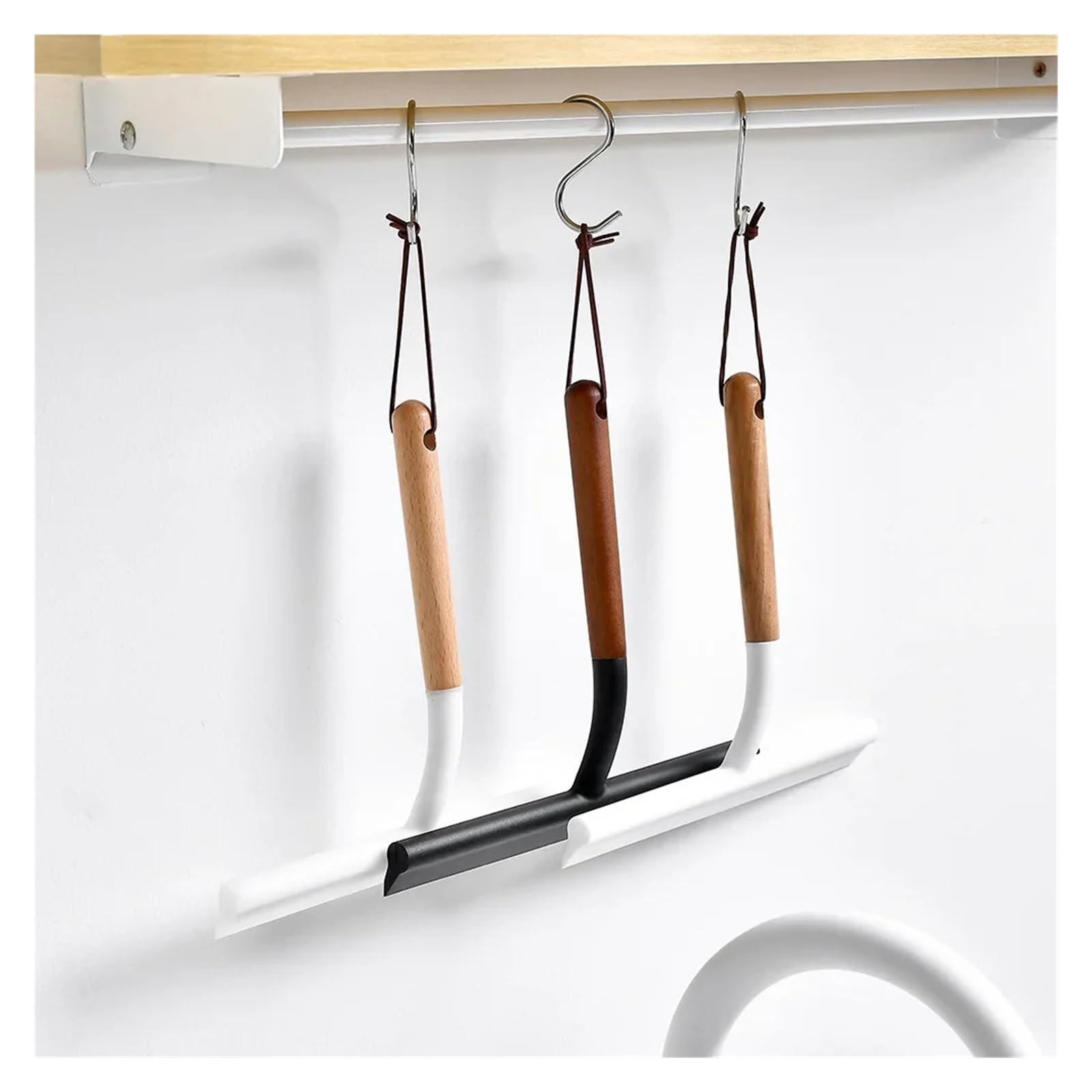 Piccolo tergicristallo for bagno, raschietto in silicone multiuso, strumento for la pulizia del vetro della finestra casa, cucina(Black)