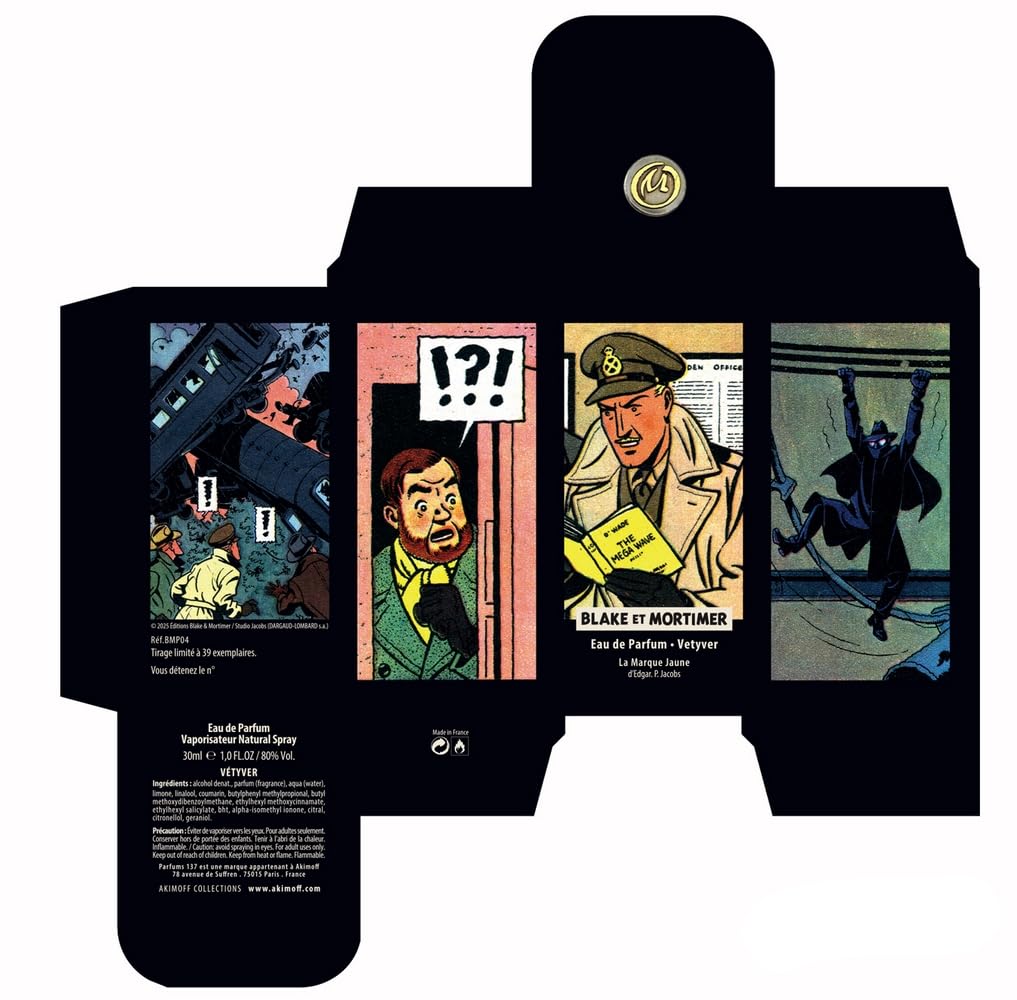 Eau de parfum Blake et Mortimer Vétyver, La Marque Jaune BMP04 (30ml)