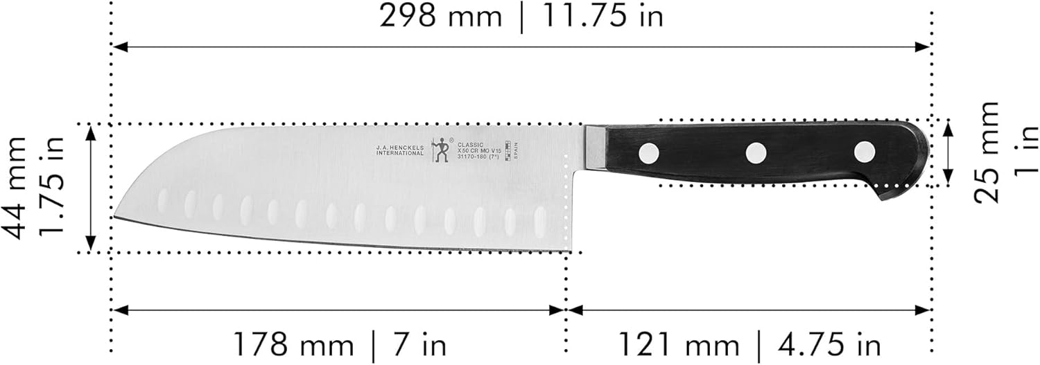 Henckels CLASSIC 7-inch Hollow Edge Santoku Knife