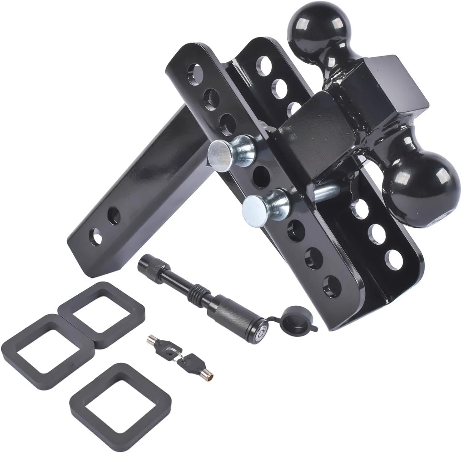 AP03 Adjustable Trailer Hitch - 2 Inch Receiver with 6 Inch Drop/Rise & Dual Ball Hitches Trucks - 20000 LBS GTW Capacity