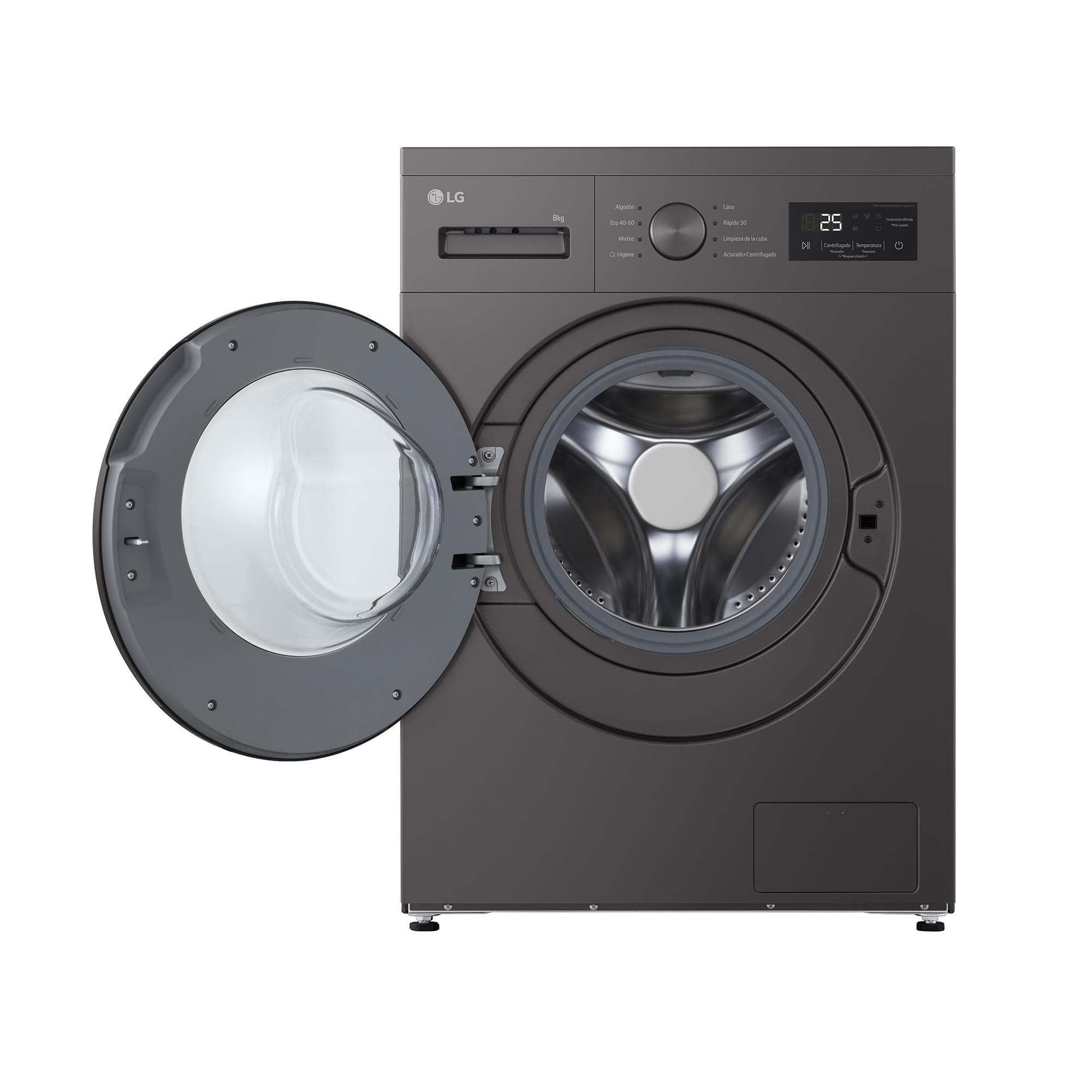 LG F4A10S8NDK.ADSQCES - Lavadora, 8 kg, 1400 rpm, Carga Frontal, 8 Programas, Programa Rápido y Programa Lavado a Mano, Fondo Especial Reducido, Display LED, Serie 100, Grafito Silver