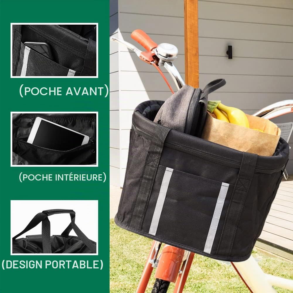 ANZOME Panier de Vélo, Panier Avant de Vélo Détachable Rapide pour Animal de Compagnie, Achats Pique-nique Extérieur, cadre en alliag d'aluminium, Noir
