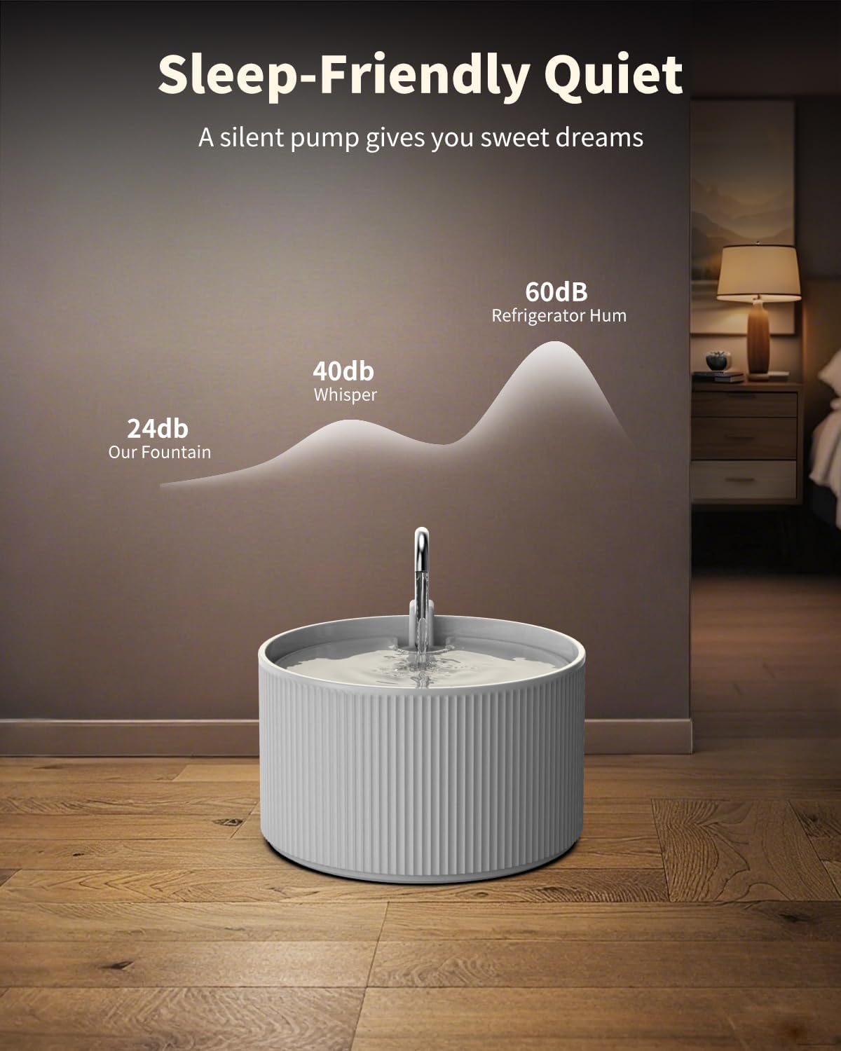 74oz/2.2L Ceramic Cat Water Fountain, Automatic Pet Drinking Fountain for Indoor Cats & Small Dogs, BPA-Free Water Dispenser with Ultra-Quiet Pump, Easy Maintenance