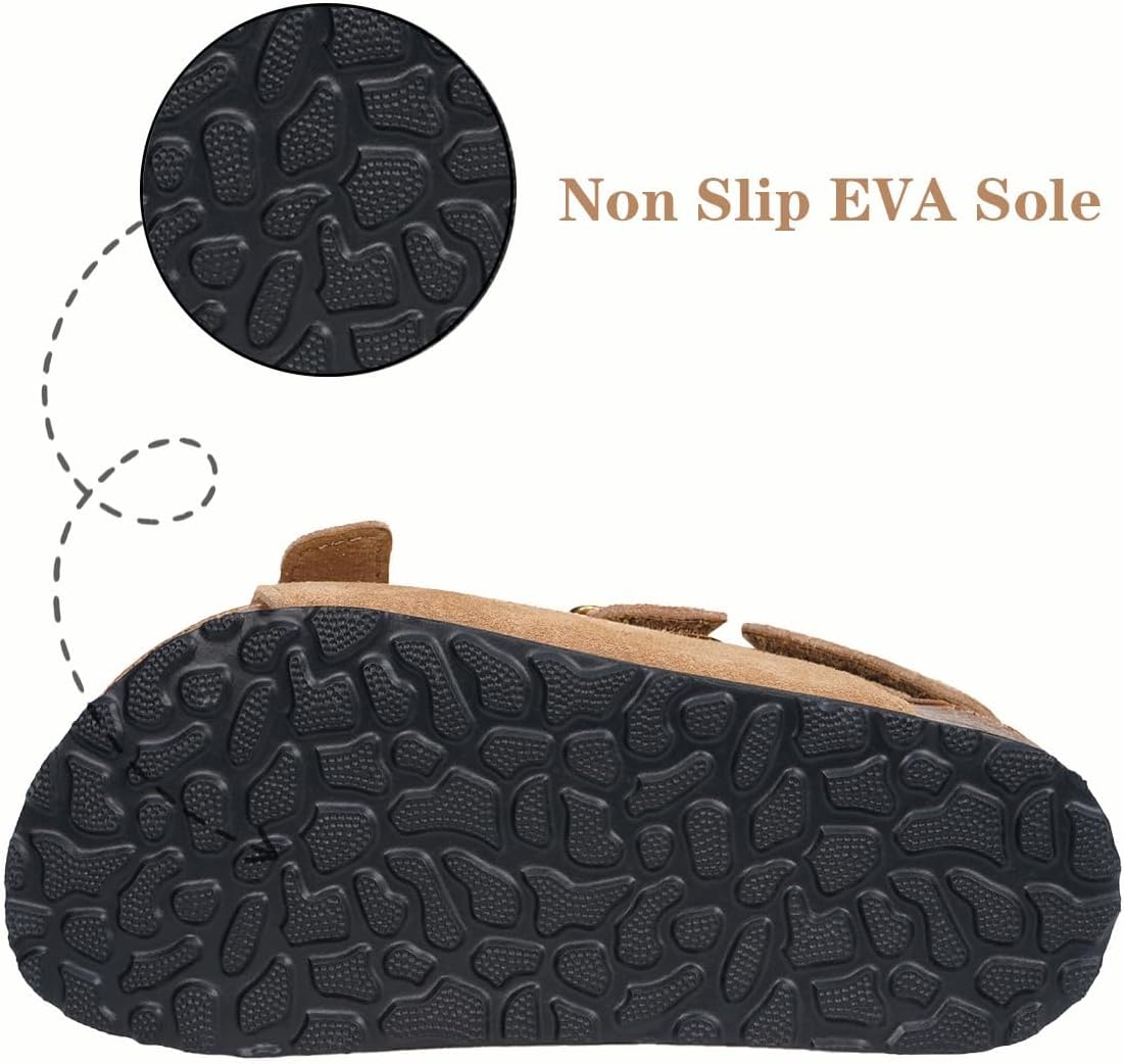 ZUSERIS Kids Toddler Sandals Boys Girls Cork Footbed Sandal Comfort Double Buckle Slip On Slippers with Adjustable Back Strap - Image 4
