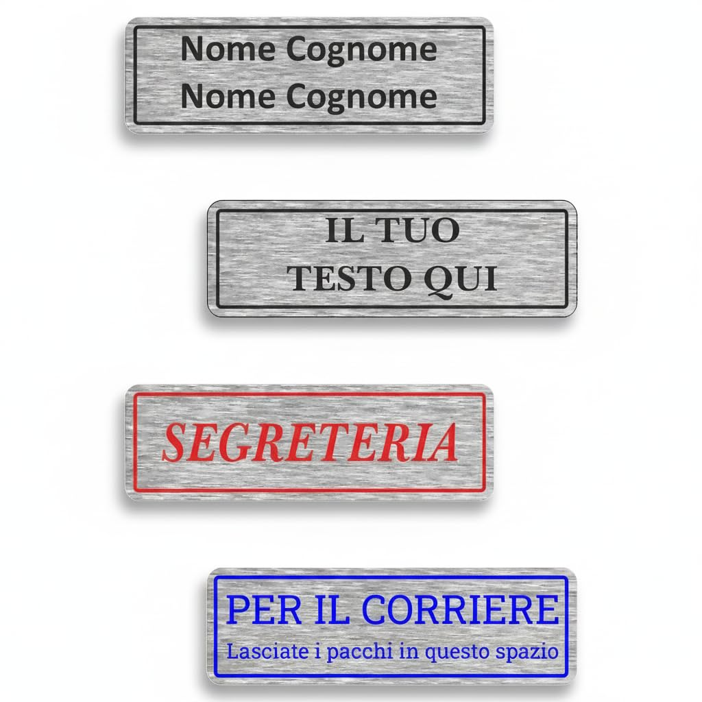 Targa Posta Alluminio con Biadesivo | Personalizzabile 1‑4 Righe | Resistente Esterno & Interno | Targa Cassetta Postale (Alluminio Colore Argento, Misura 70x20mm)