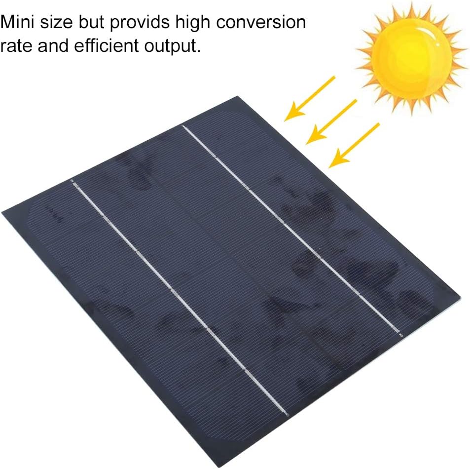 Solar Panel Charger, 6W 6V Monocrystalline Silicon Solar Panel Outdoor DIY Solar Panel Battery Charger Power Supply