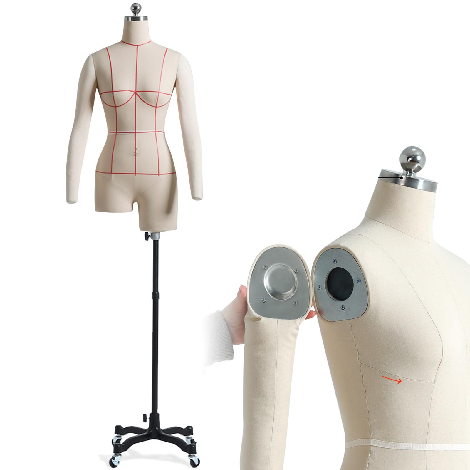 Mannequin de présentation grande taille sur roulettes pour robe femme