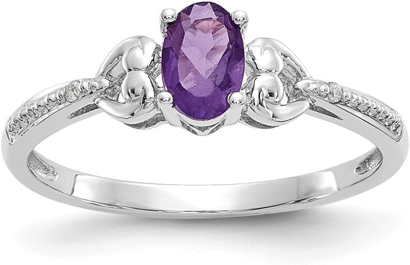 Sonia Jewels 10k White Gold Purple Simulated Amethyst Diamond Engagement Wedding Ring (.01 cttw.) (2mm)