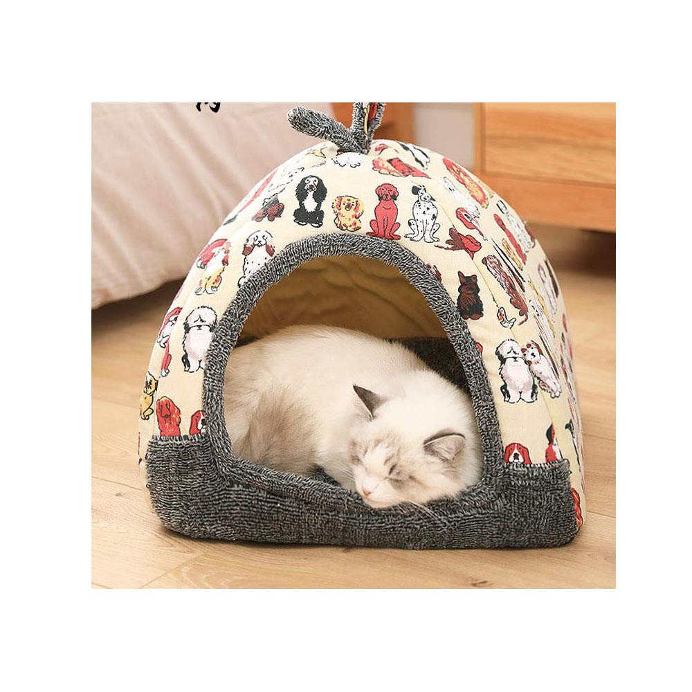 Lit pour animaux semi-fermé REYG 30x30x15cm | Panier chaud d'hiver en peluche pour chien et chat