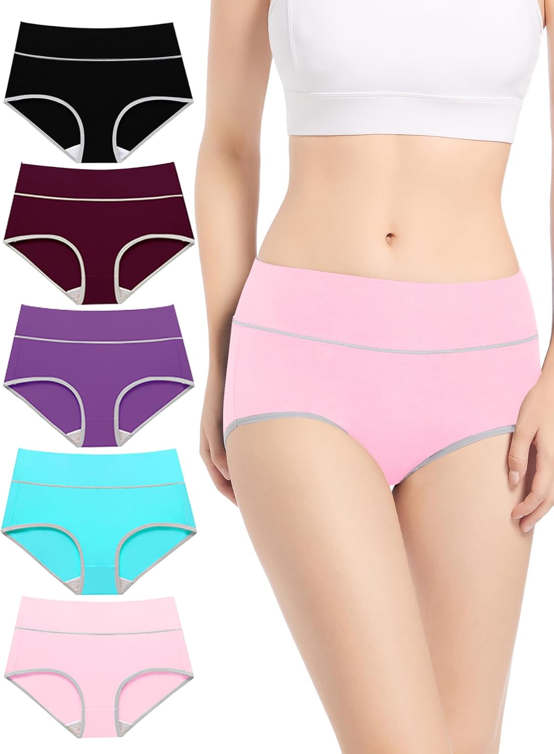 Womens Cotton Underwear Hipster Ladies Panties for Women Mid Rise Coverage Briefs Strech Breathable - 5 Pack