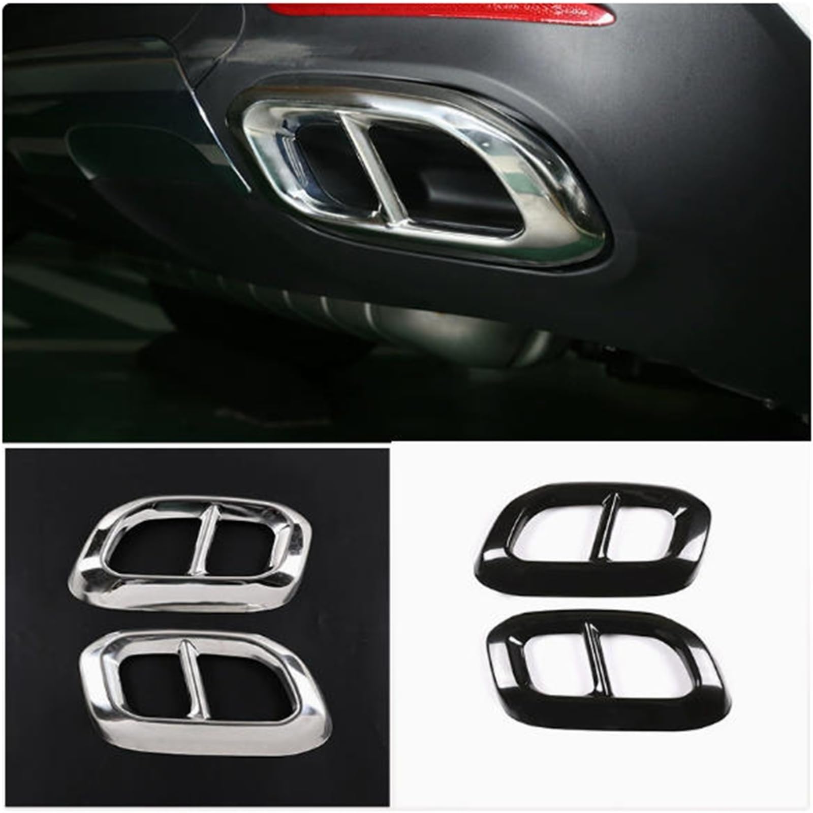 2 Sztuk Ze Stali Nierdzewnej Tylna Gardło Samochodu Tłumik Rury Wydechowej Pokrywa Kompatybilny Z GLC GLE GLS W167 X253 X167 2020-2022 Akcesoria(Silver)