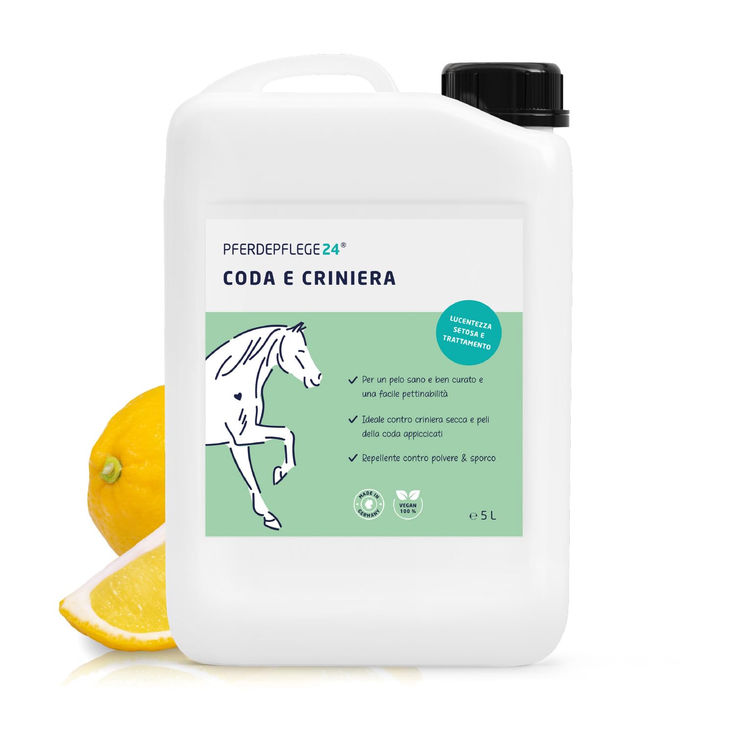 PFERDEPFLEGE24 Lo Spray per Coda & Criniera del cavallo in 0,5l, 1l, 2,5l & 5l - Lucentezza splendente, pettinabilità facile & cura delicata - Accessori & trattamenti per il cavallo