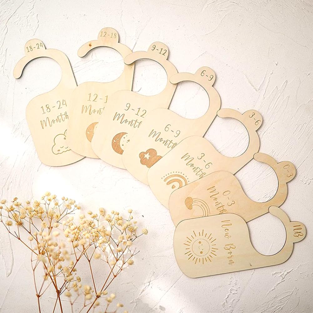 7 Pcs Baby Wardrobe Dividers, Cartoon Wood Baby Clothes Dividers by Size Age - Image 3