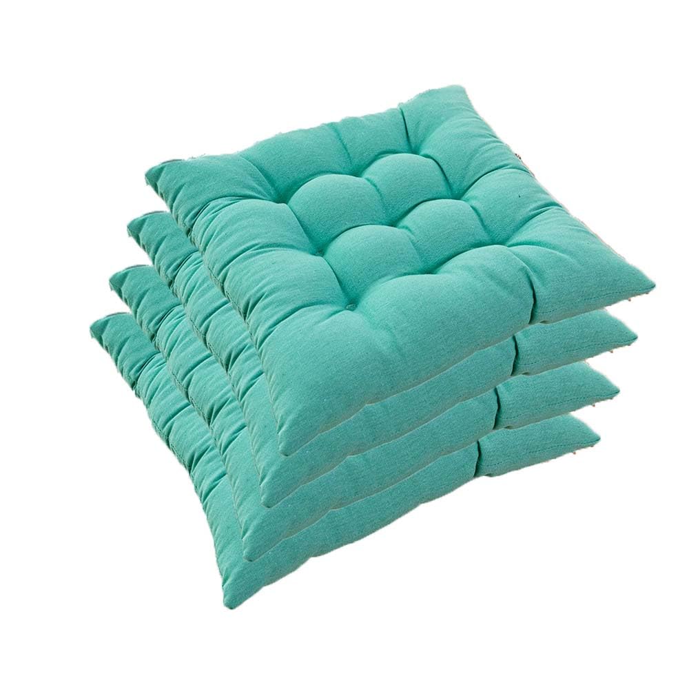 Lot De 8 Coussin D'Assise 40x40 Cm - Polyester & Coton - Pour Chaises Intérieur/Extérieur, Jardin, Salle à Manger