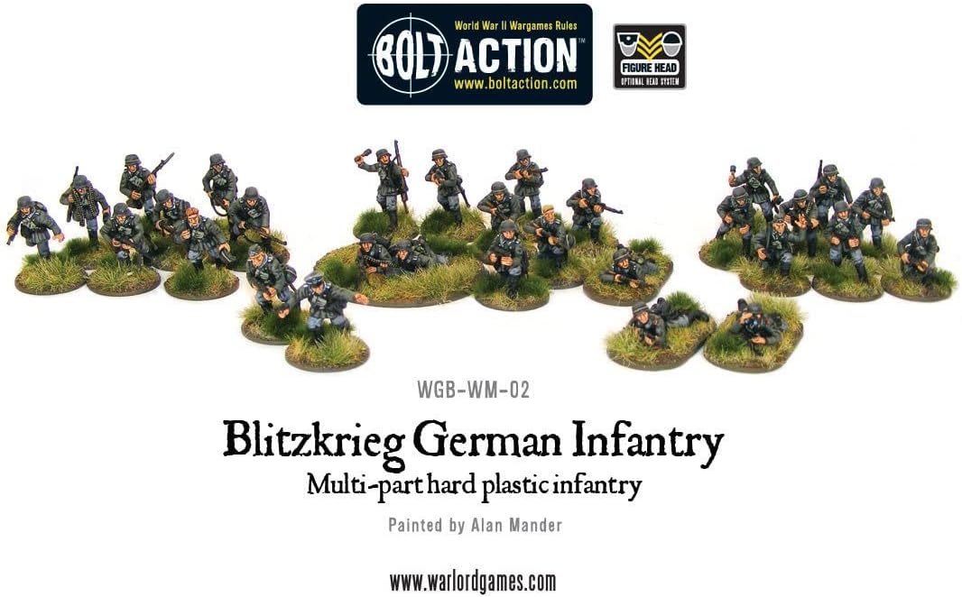 Warlord Games Blitzkrieg German Infantry - 28mm Scale Plastic Miniatures for Bolt Action Highly Detailed World War 2 Miniatures for Table-top Wargaming