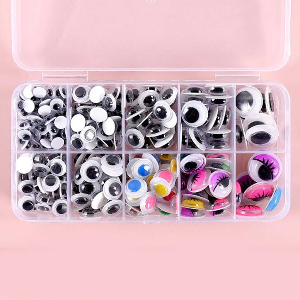 260/350/750/1380Pcs Adhesive Wiggle Eyes Round Craft Eyes for Craft