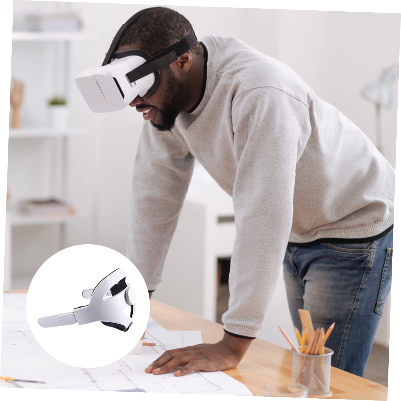 HOMSFOU Fascia Per Testa Regolabile in Materiale Di Buona Qualità Per Visore Vr Pulsante Rotante Gradi Fascia Protettiva Confortevole Accessori Per Visore Vr