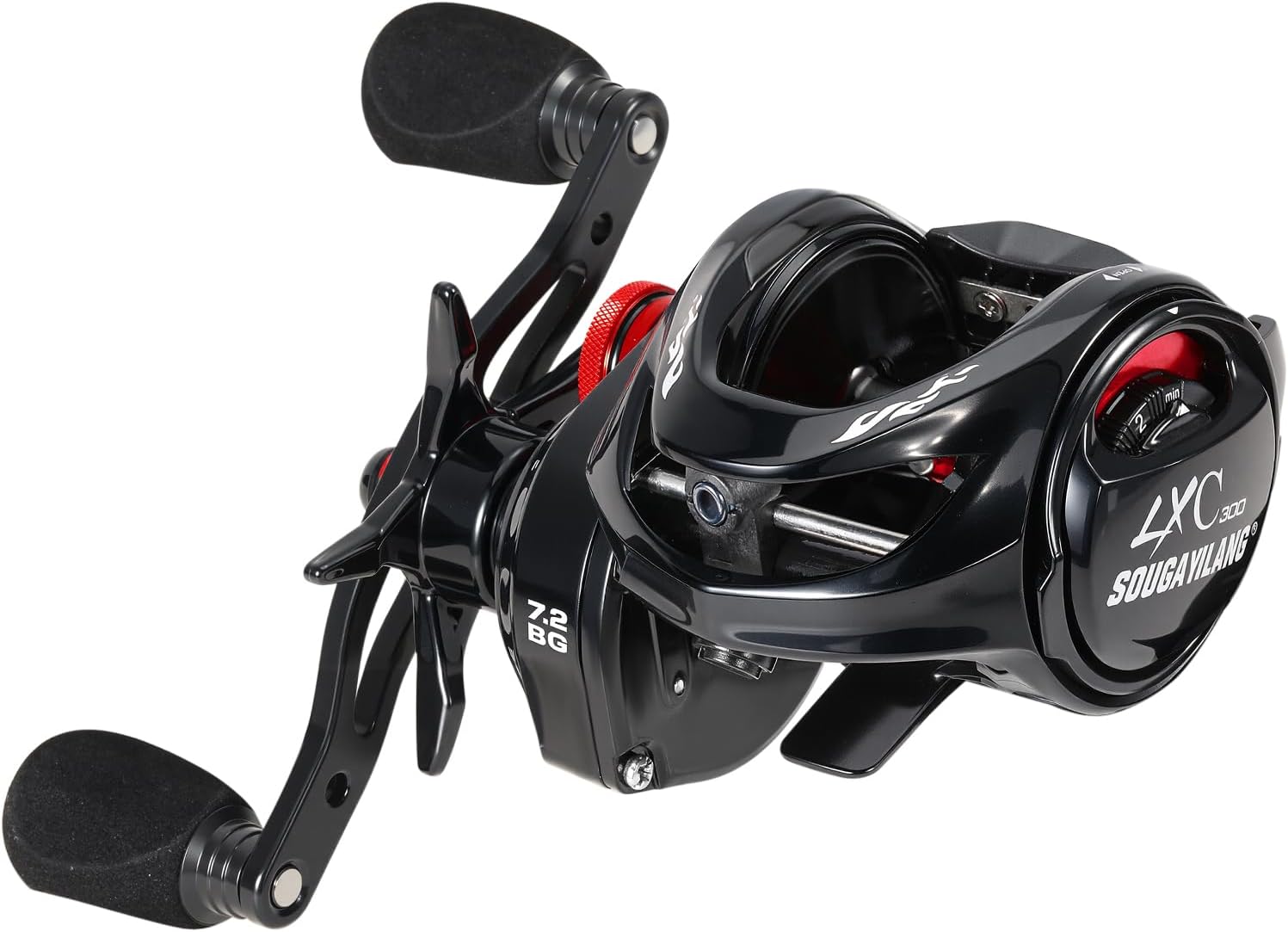 Sougayilang Cool Low Profile Baitcaster Reel - 300 Size, 7.2:1 Gear Ratio, 16lbs Max Drag, Ultra Smooth for Catfish, Musky, Bass