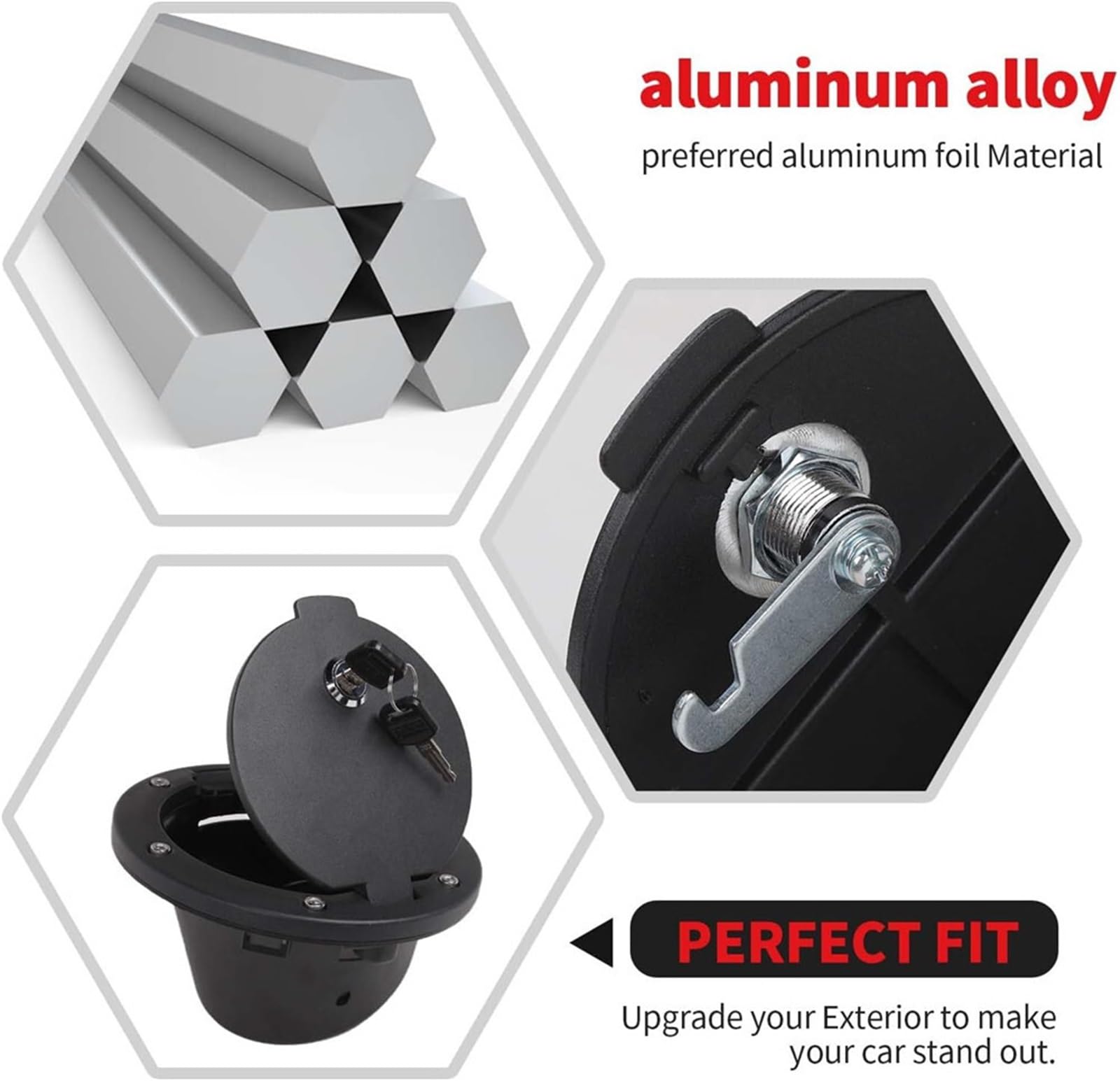 pokrywa wlewu oleju 2007-2018 Pasuje do Jeepa Wranglera JK JKU Czarna aluminiowa pokrywa wlewu paliwa z blokadą pokrywą korka(Black with key)