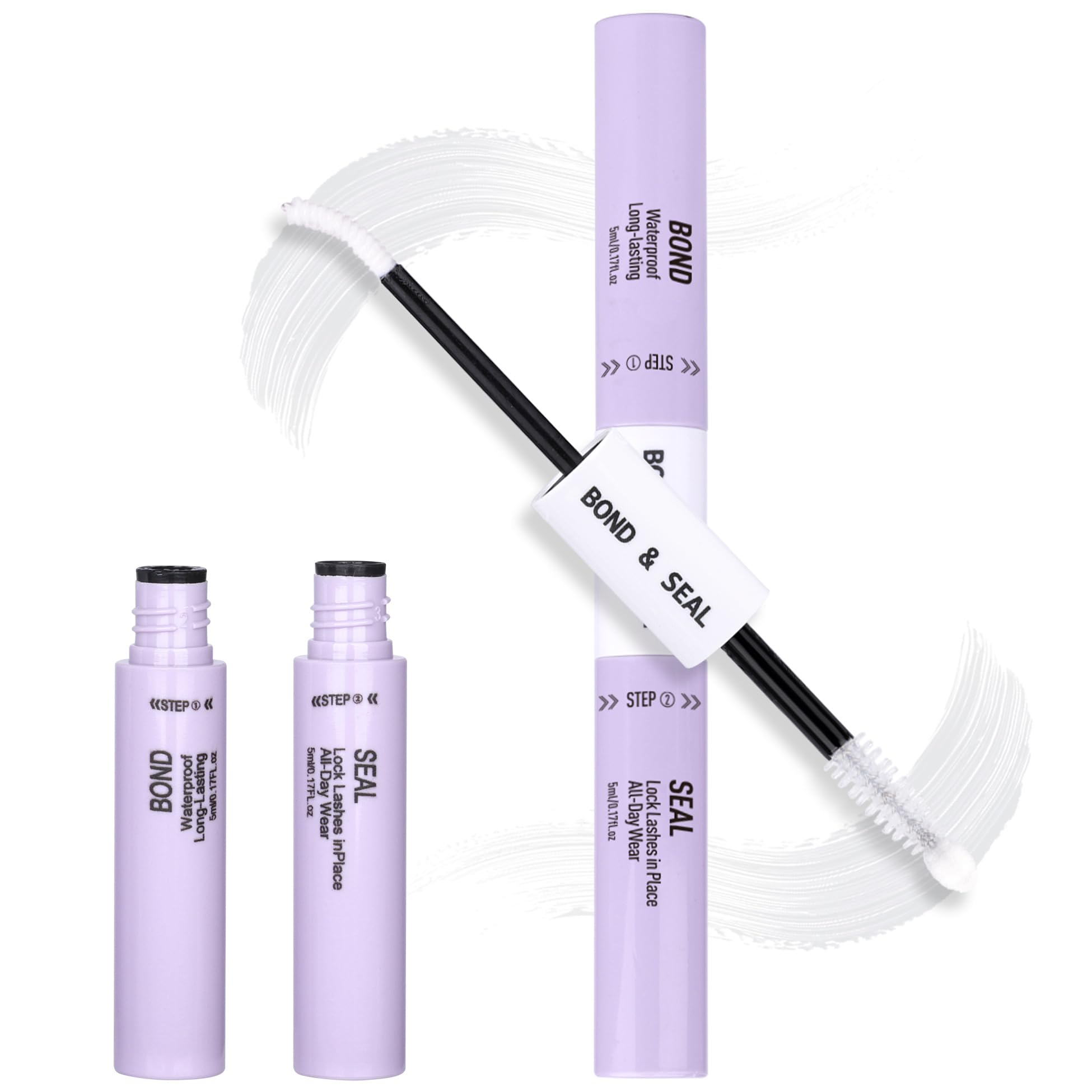 Lash Bond and Seal Lash Glue For Lash Cluster Glue Waterproof Long Lasting Clear Cluster Lash Glue White Eyelash Glue 2 in 1 Eyelash Clusters Glue DIY At Home by Zegaine