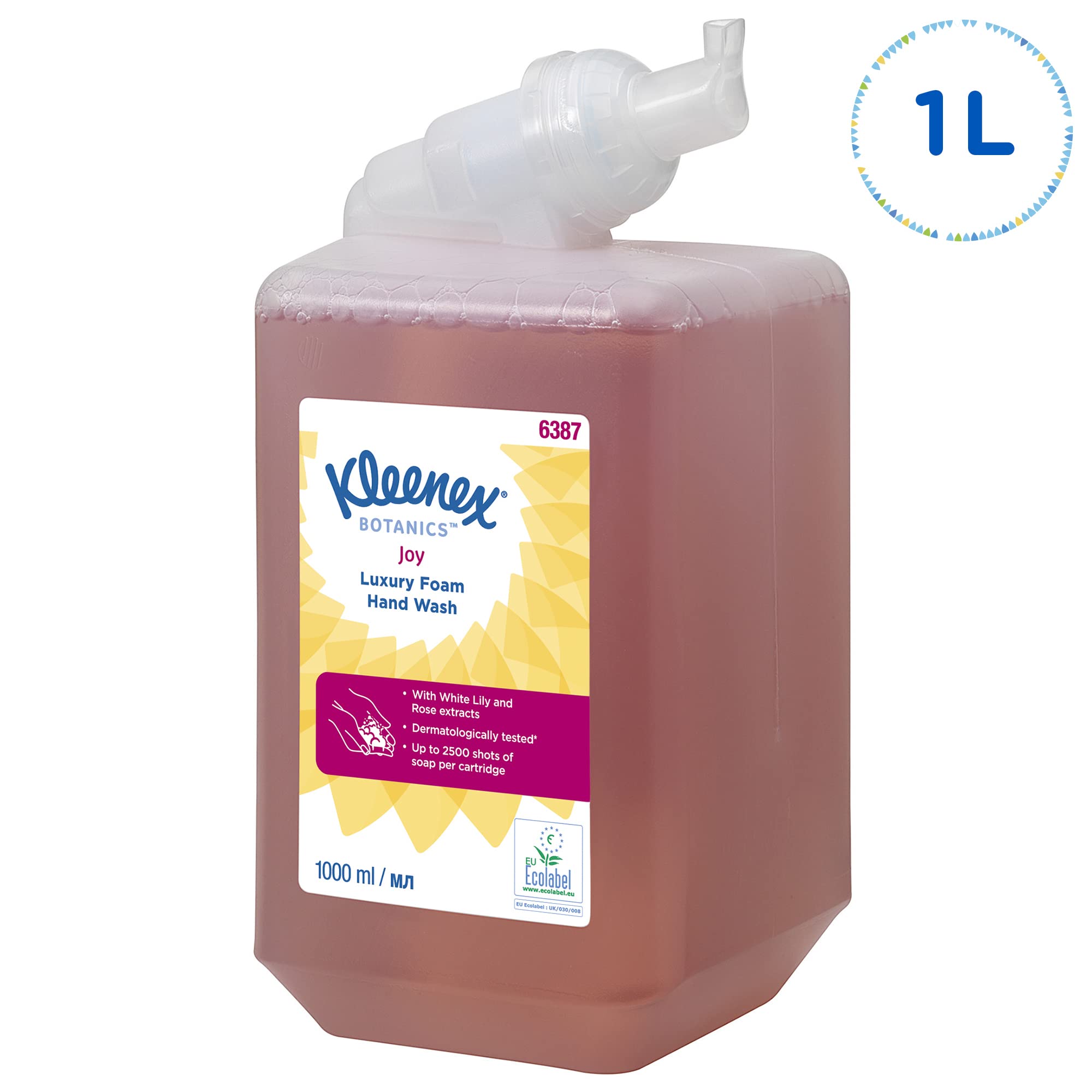 Kleenex Botanics Joy Luxury 6387 Sapone per Mani in Schiuma - Sapone per Mani in Schiuma Profumato - 6 Ricariche di Sapone per Mani Rosso da 1 Litro (Totale 6 Litri)
