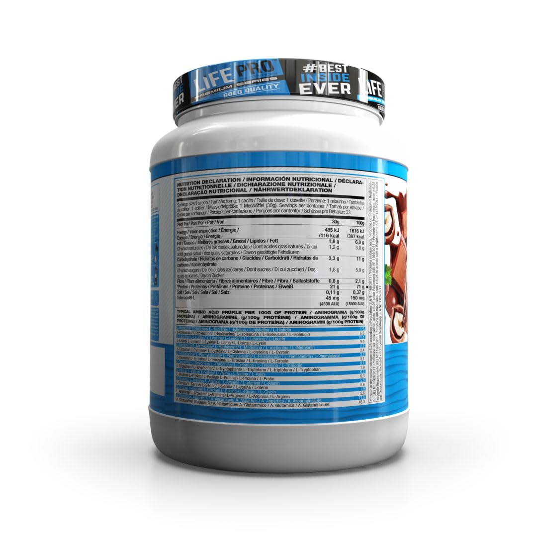 Life Pro Hydro | Proteína Hidrolizada de Rápida Absorción con Tolerase | Enriquecida con Tolerase y Aminoácidos (1 kg, CHOCOLATE HAZELNUT)