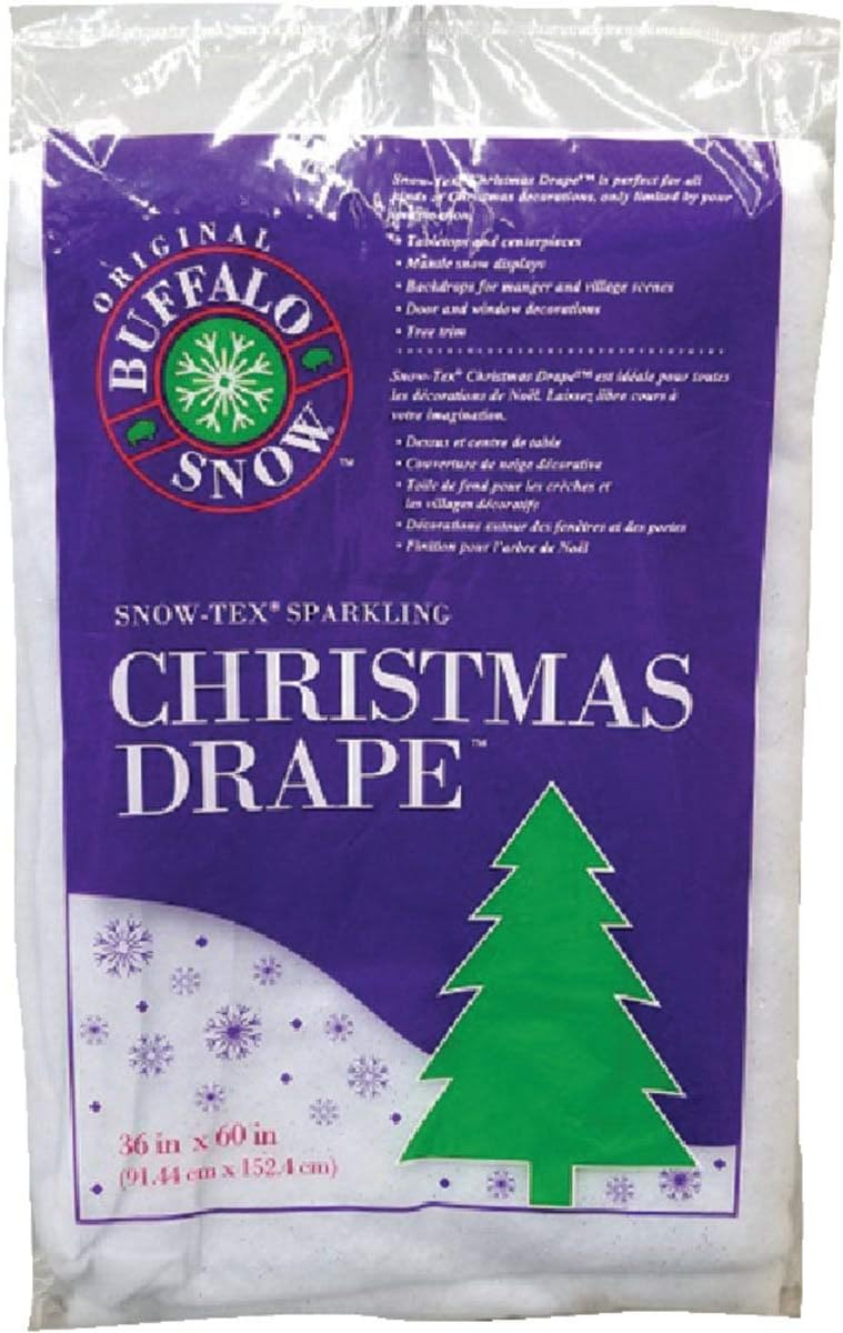 Buffalo Christmas Drape 36" X 60" White