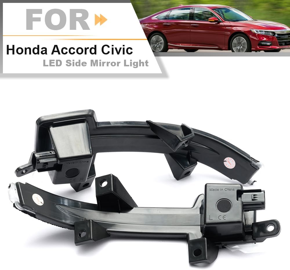 Sequential LED Side Mirror Turn Signal Light for 2018+ Acura Integra Hon'da Accord/Civic Touring Amber LED Strips Side Rearview Mirror Blinker Indicator Lamp Replacement Clear Lens