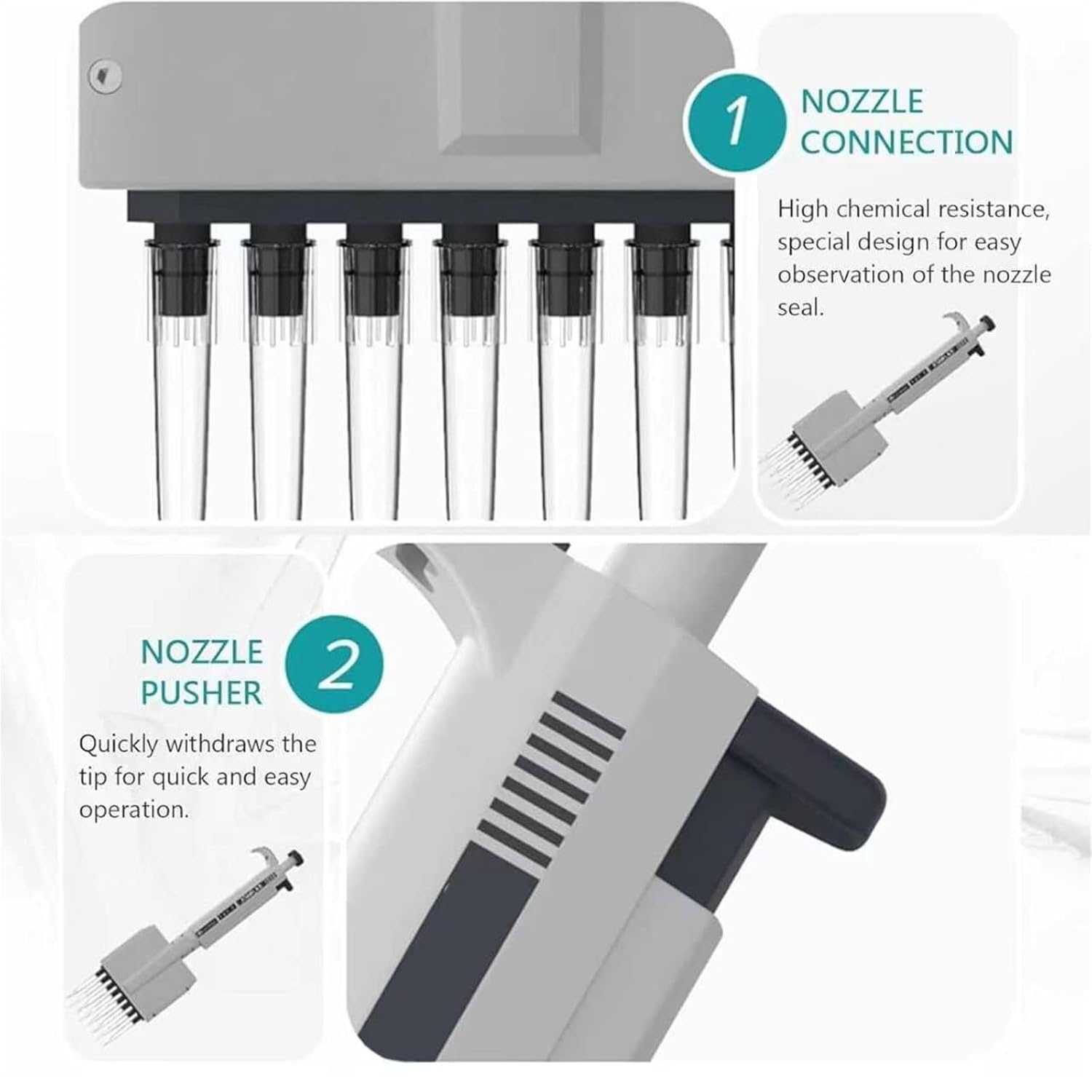 Micropipeta de Laboratorio de pipetas de 12 Canales, Volumen Ajustable 0,5 ul-10 ul/5-50 ul/50-300 ul pipetas multicanal, Controlador de pipeta de Alta precisión con Pantalla Digital(50-300ul)