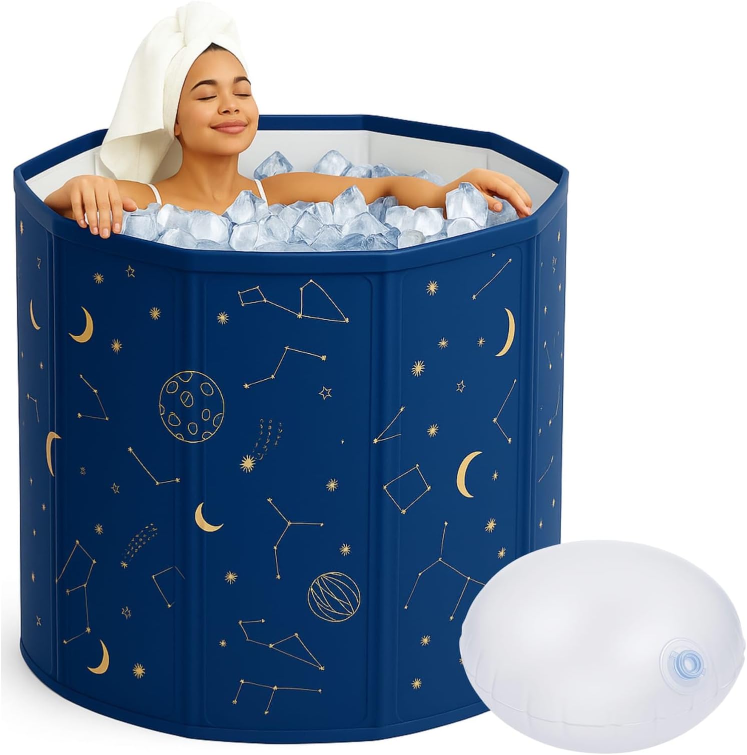 Foldable Portable Bathtub – PVC Space-Saving Bath Tub for Adults & Kids – Compact Storage for Home & Camping – Blue
