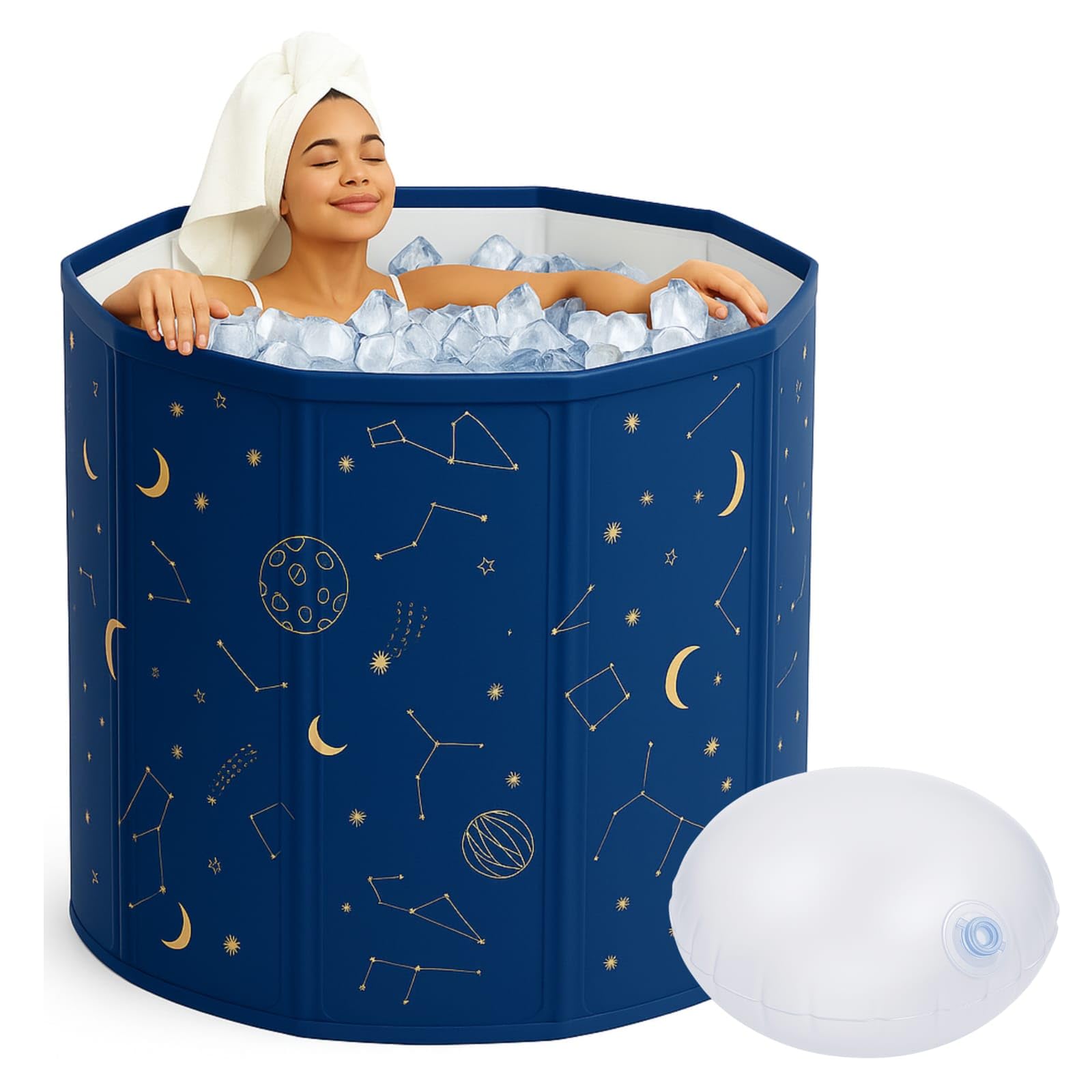 Foldable Portable Bathtub – PVC Space-Saving Bath Tub for Adults & Kids – Compact Storage for Home & Camping – Blue