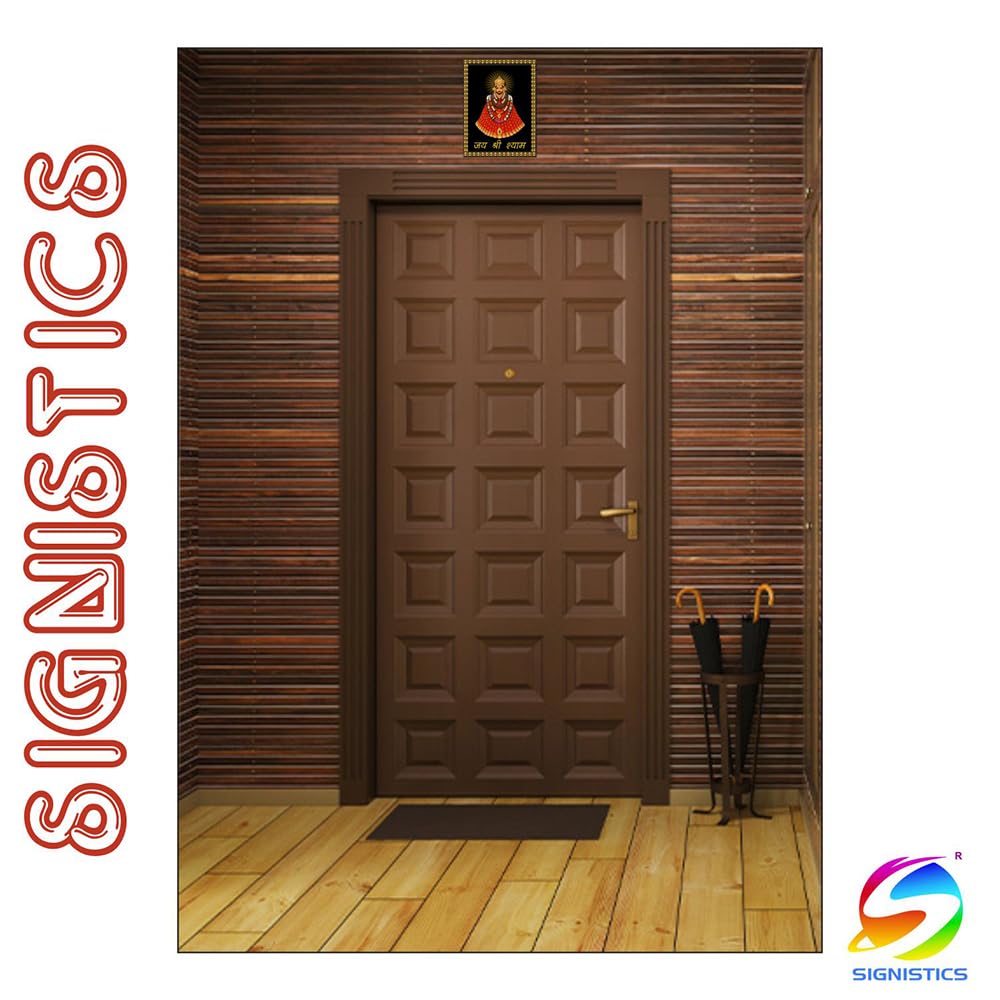 SIGNISTICS Khatu Shyam Baba Ji Glossy Laminated Paper Sticker Vastu Evel Eye Door Entrance Self Adhesive 300GSM (4x5 Inches) 3