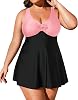 Daci Plus Size Two Piece Swimsuits for Women Flowy Tankini Swim Dress with Short Bathing Suits