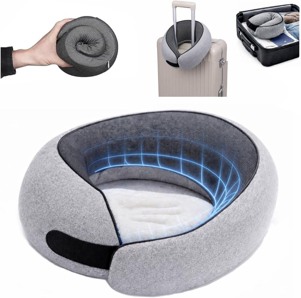 Neck Pillow, Memory Foam Travel Neck Pillow, All-Around Comfort & Reliable Support for Night Flights, Plane, Car and Home, Thoughtful Travel Gift