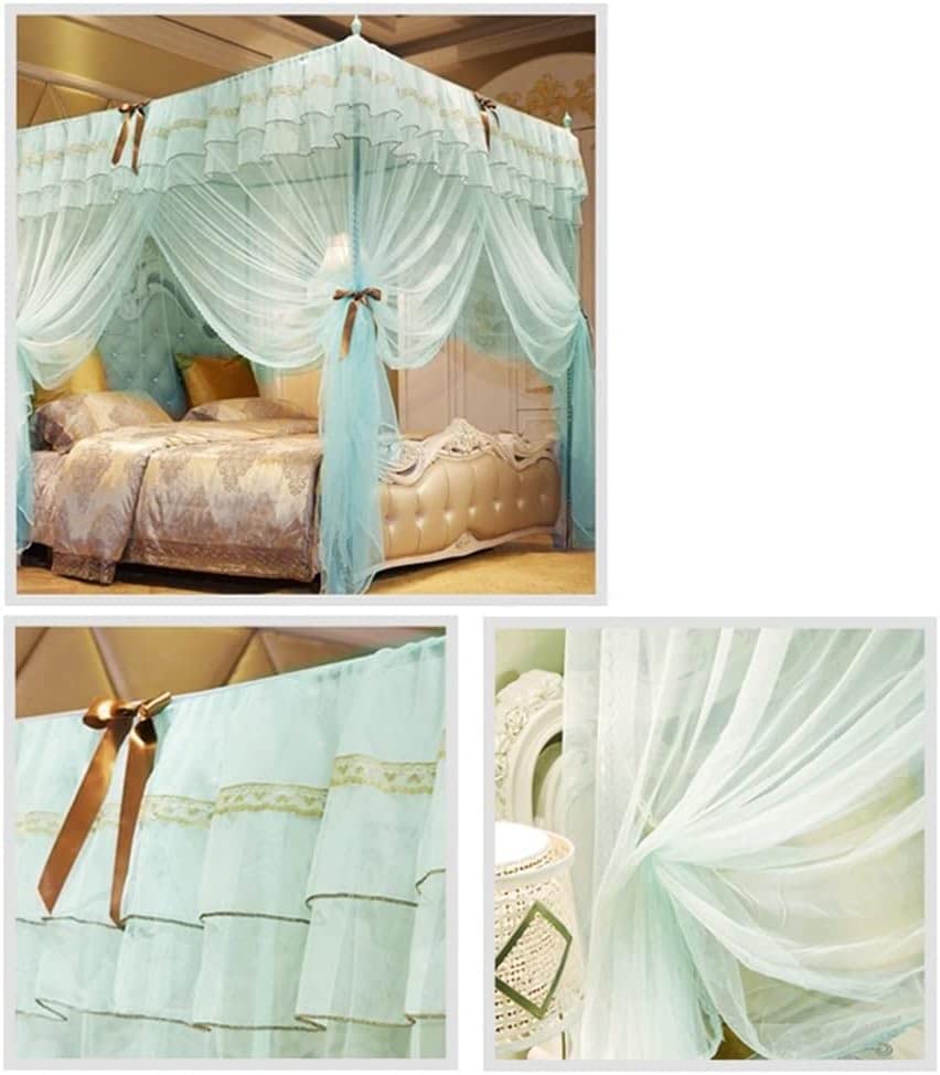 Mosquitera para cama de cuatro postes de alta densidad y cortina de encaje 2