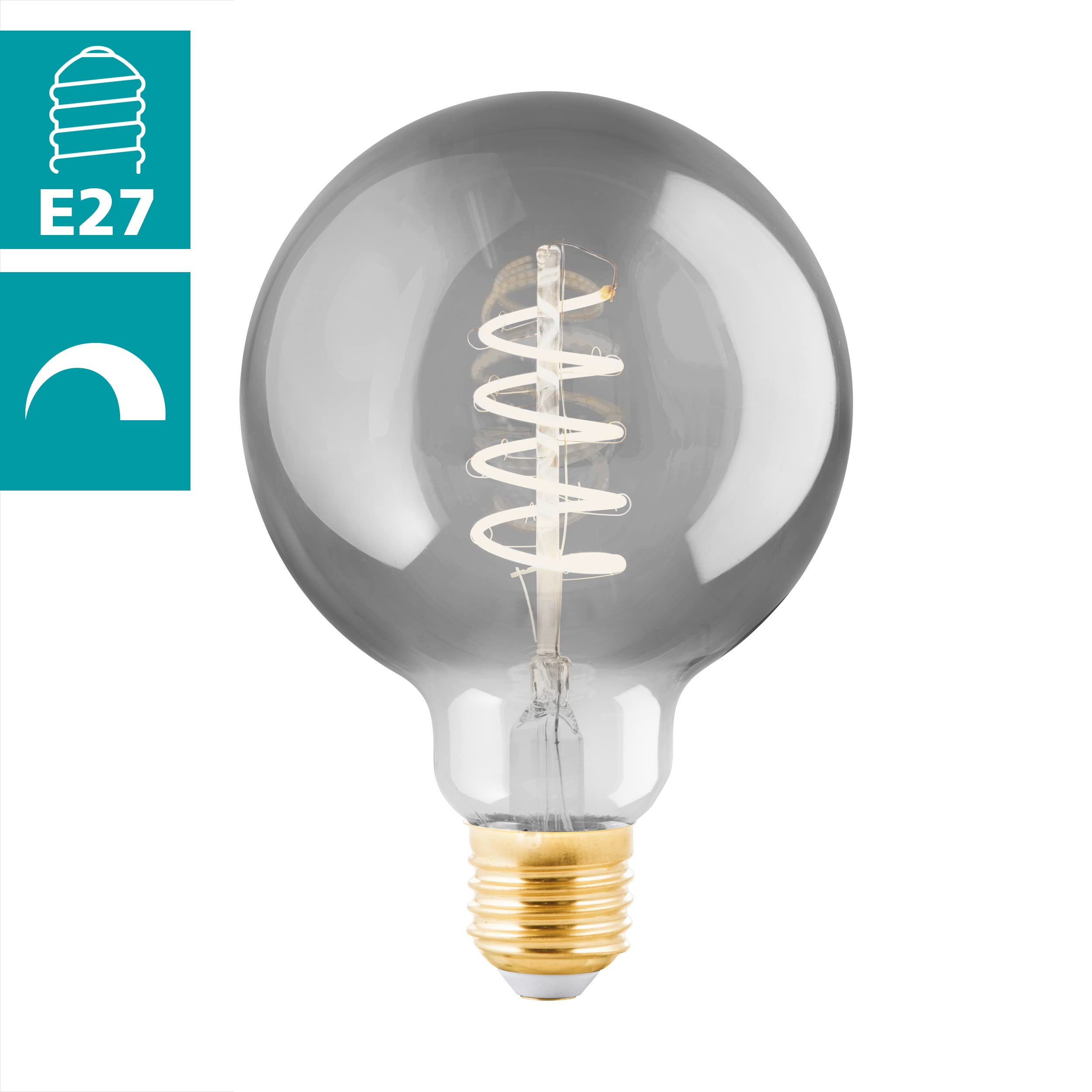 Eglo Dimmable E27 LED Globe, Vintage Spiral Filament Light Bulb, Edison lamp for Retro Lighting 4 watt, 100 Lumen - Image 2