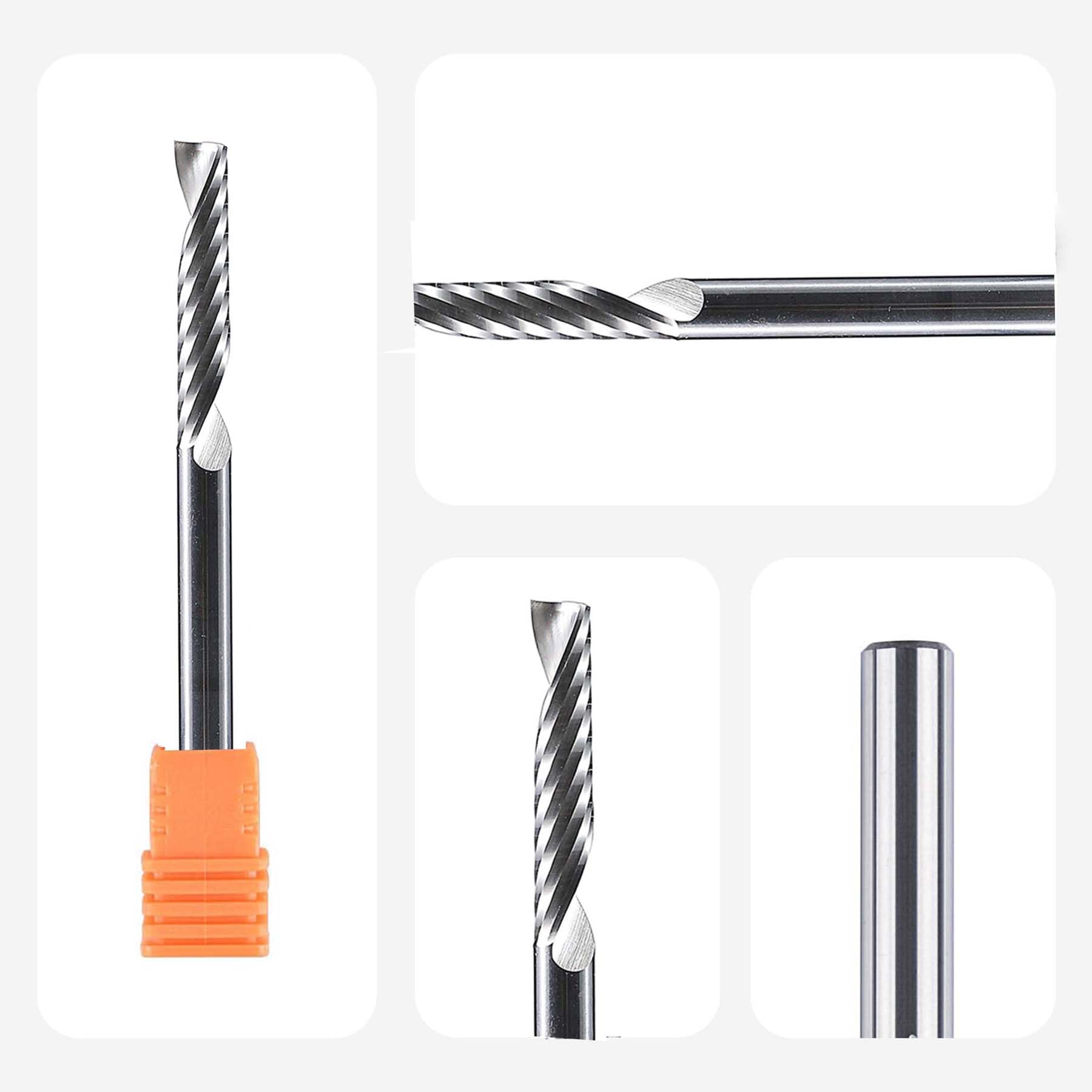 SpeTool 5 Stück Alu Fräser 4 mm (1/6") Schaft CNC Holz VHM 22mm Schnittlänge Schaftfräser für Aluminium und Kunststoff