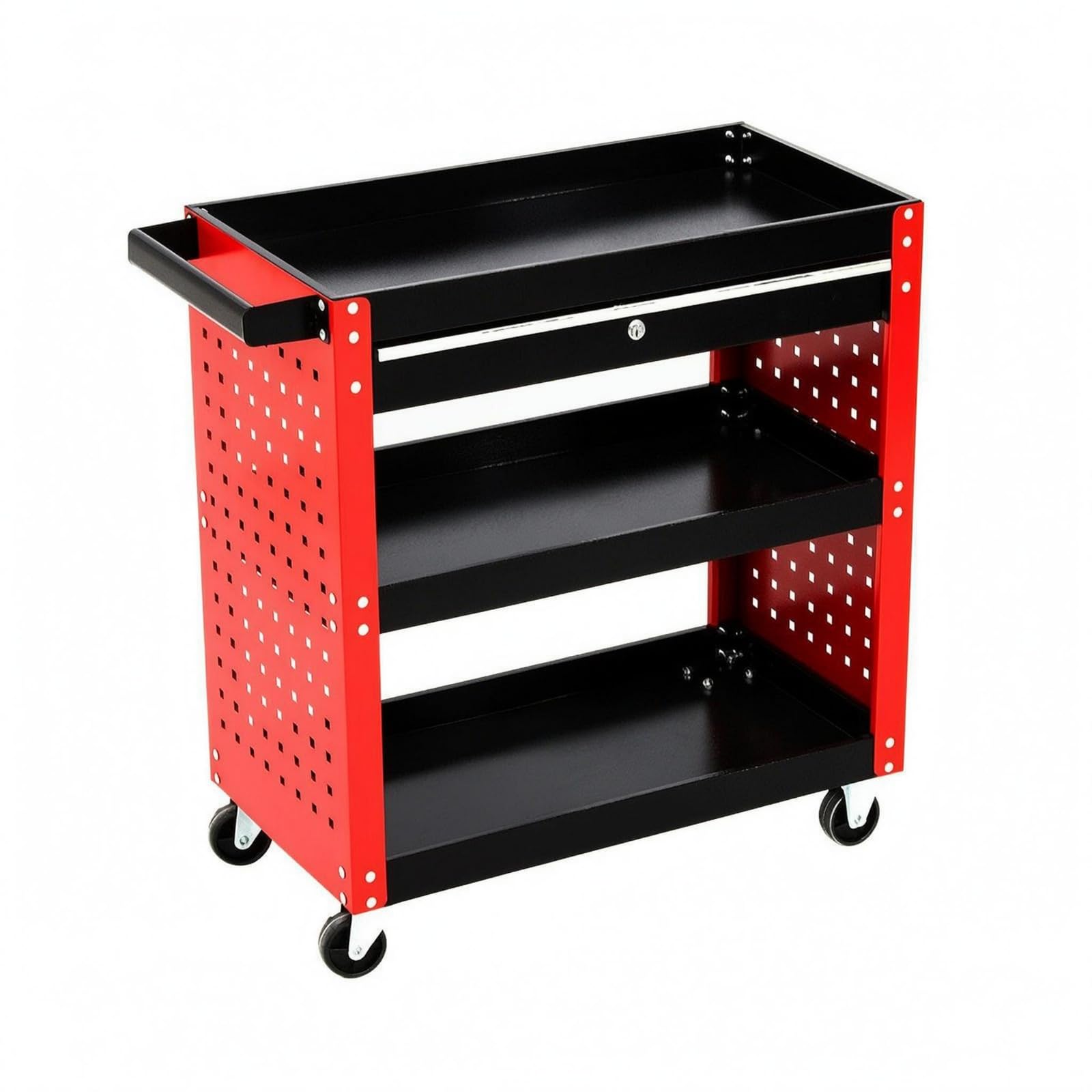 Carrello Portautensili Mobile Carrello Attrezzi Carrello Officina Carrello Riparazioni con Struttura in Acciaio a Tre, style to 2