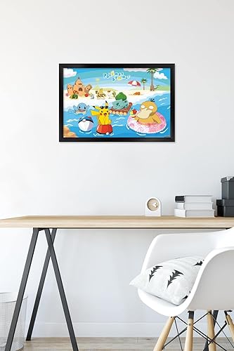 Vista 42 de Trends International Pokémon - Summer Wall Poster, 34L x 22.4W, Gold Framed Version