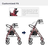 Vista 6 de Drive Medical Aluminum Rollator Walker Fold Up and Removable Back Support, Padded Seat, 6" Wheels, Red