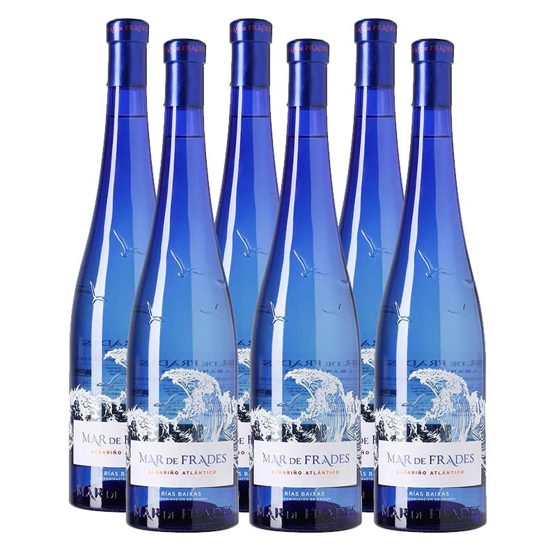 Vino Blanco Mar de Frades Albariño de 75 cl - D.O. Rias Baixas - Bodegas Mar de Frades (Pack de 6 botellas)